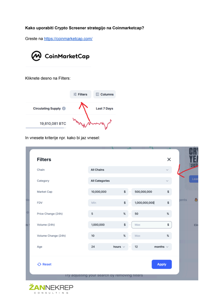 crypto screener strategija