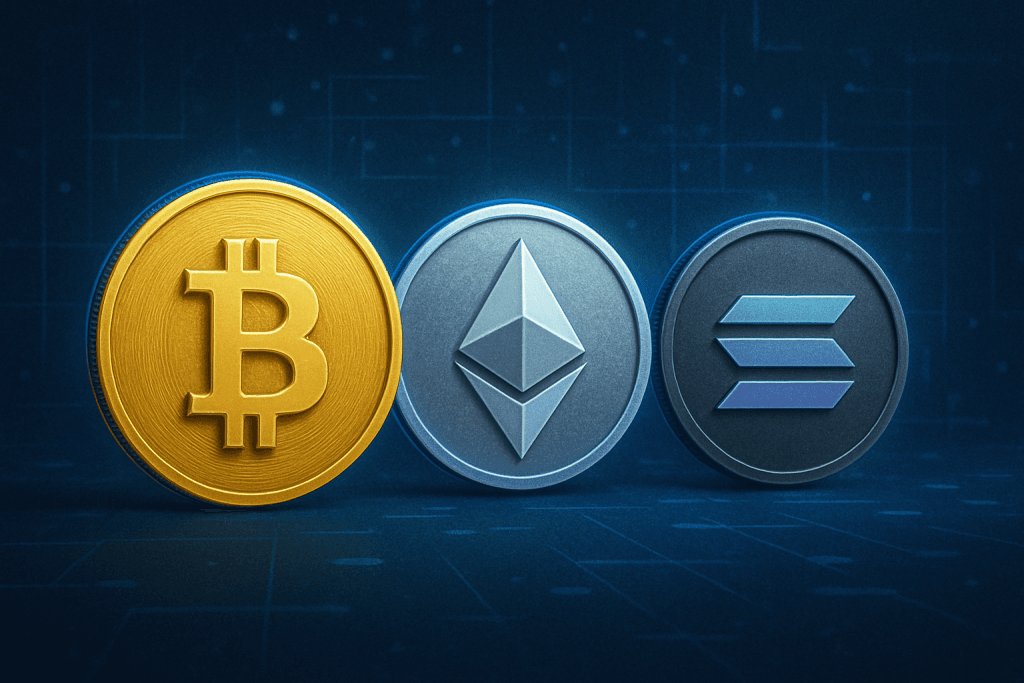Bitcoin, Ethereum and Solana – leading cryptocurrencies for beginners